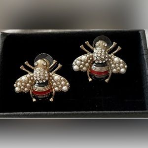 Designer inspired Bee stud earrings. Pearl wings